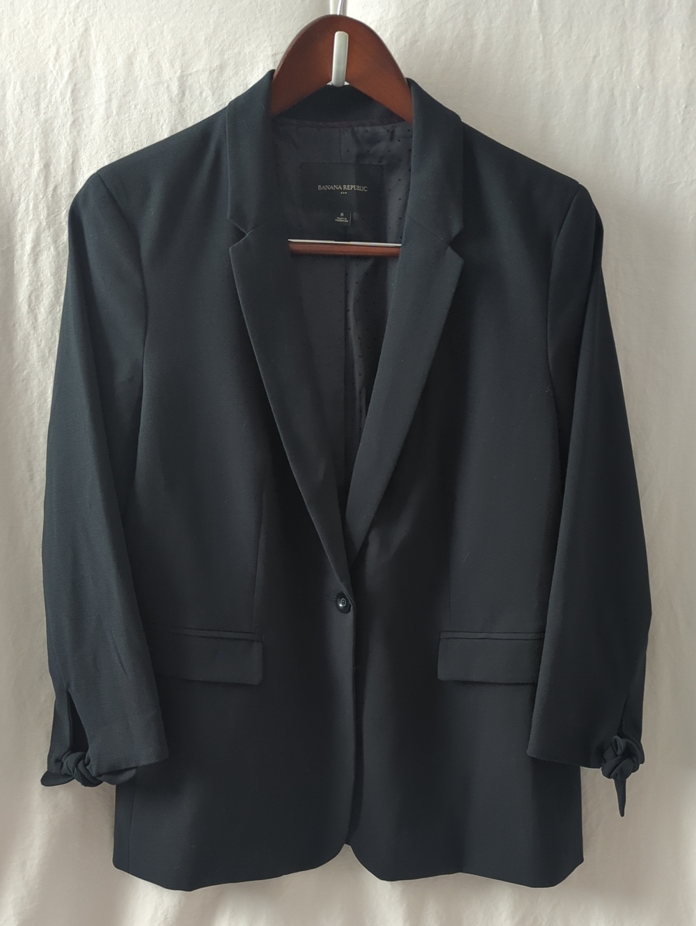 Banana Republic Black Tie Cuff Sleeve Blazer 872556 Holiday 2017 Size 8